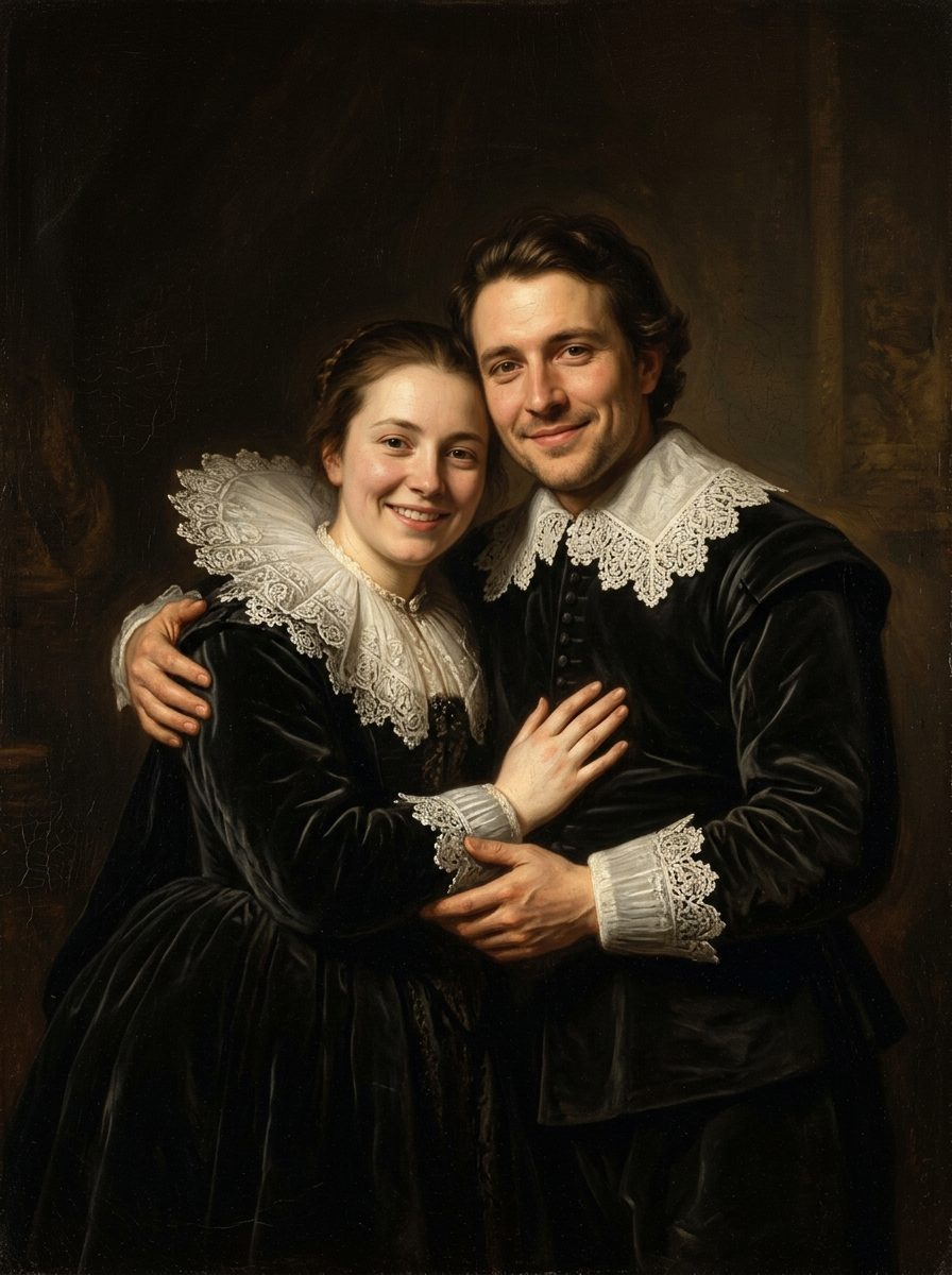 Koppel als olieverfschilderij